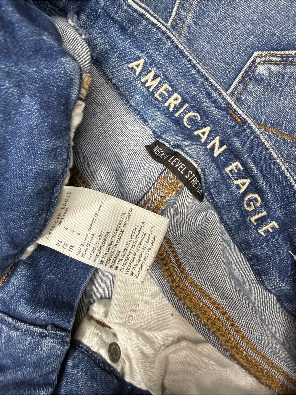 American Eagle Outfitters Distressed Rolled-Hem Denim Shorts - Blue - Picture 3 of 3